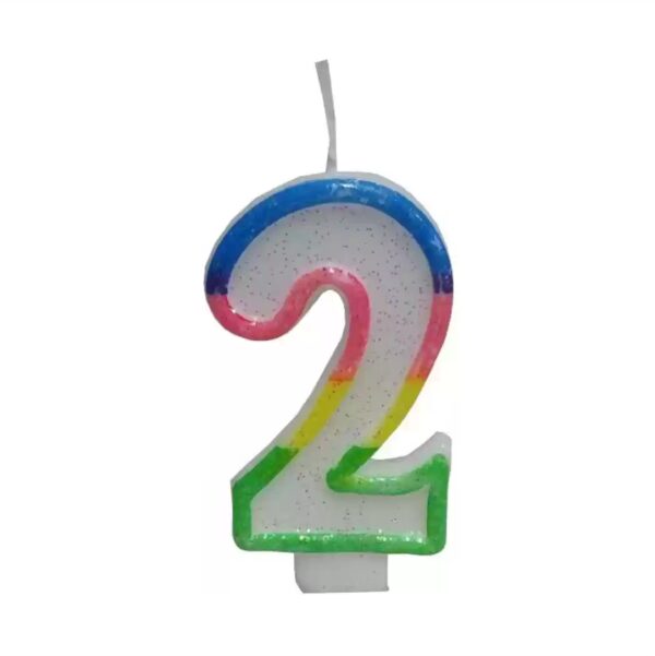 Κεράκι-Γενεθλίων-Rainbow-Birthday-Candle-Αριθμός-2