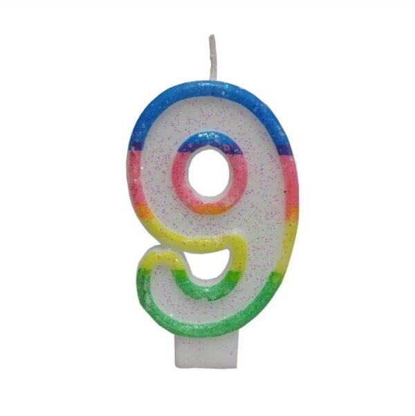 Κεράκι-Γενεθλίων-Rainbow-Birthday-Candle-Αριθμός-9