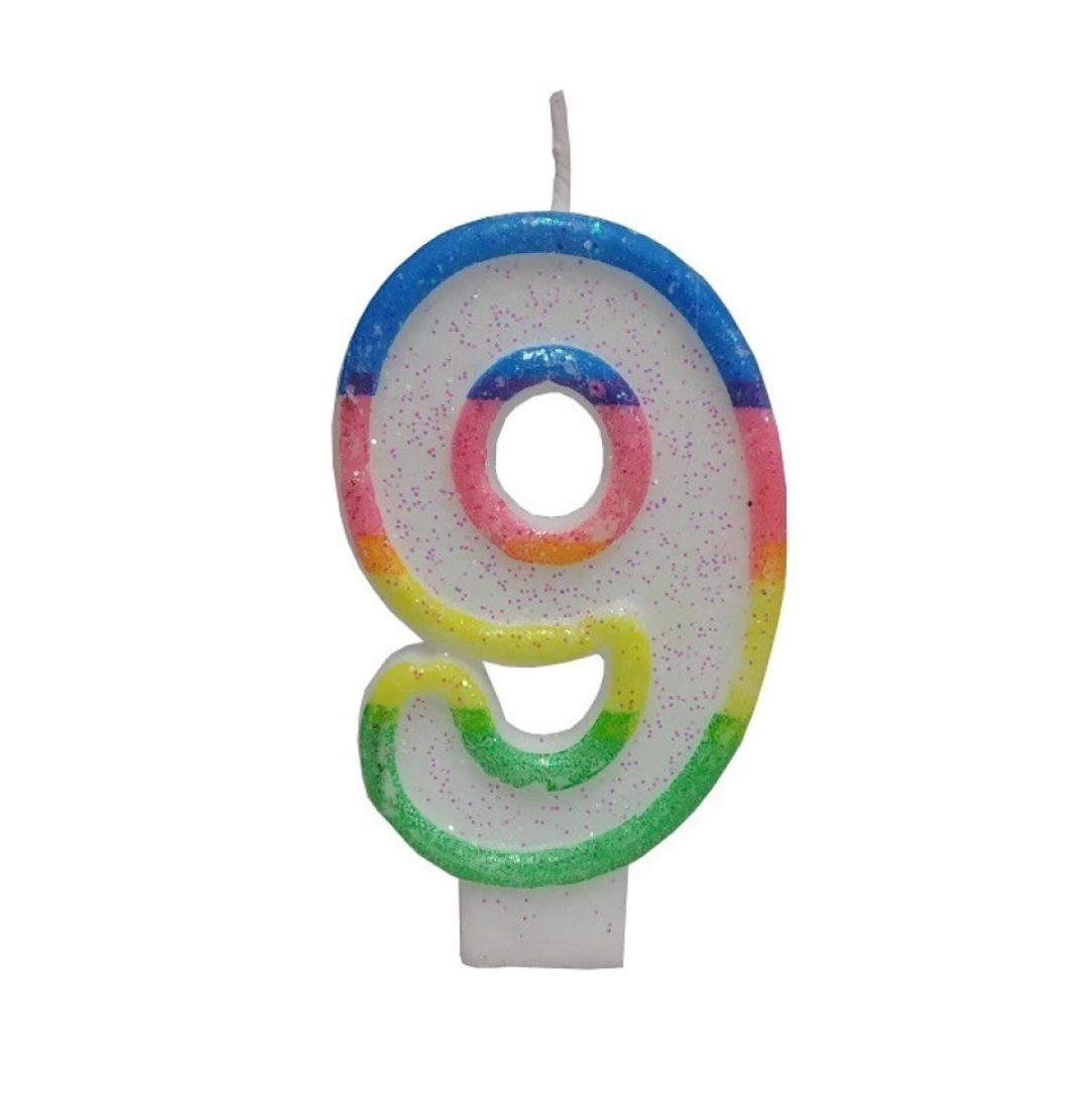 Κεράκι-Γενεθλίων-Rainbow-Birthday-Candle-Αριθμός-9