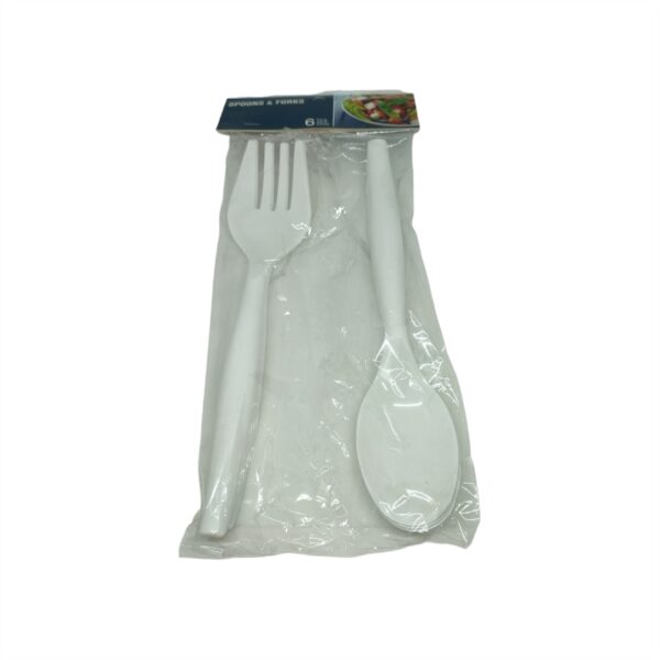 Σετ-6τμχ-Κουτάλα-Πιρούνα-Πλαστική-25cm