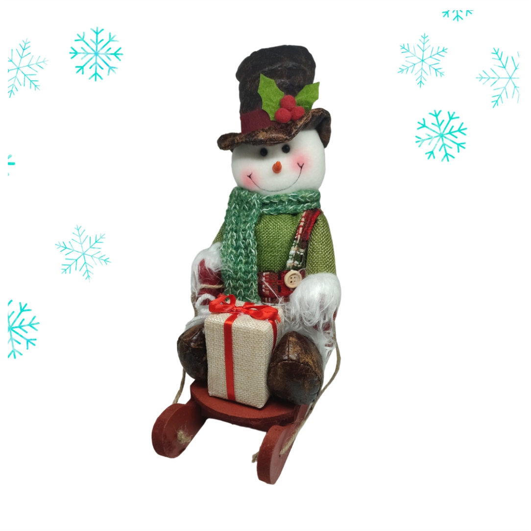 Διακοσμητικός-Χριστουγεννιάτικος-Χιονάνθρωπος-με-Έλκηθρο