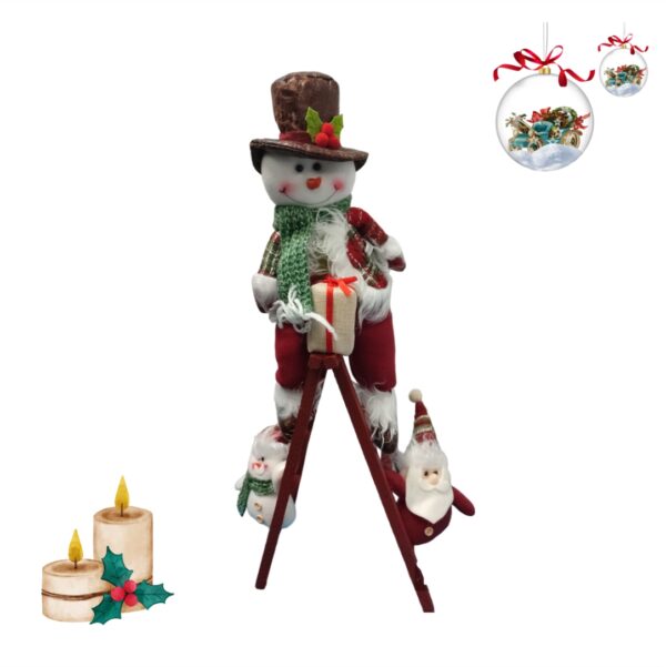 Διακοσμητικός-Χριστουγεννιάτικος-Χιονάνθρωπος-με-Σκάλα