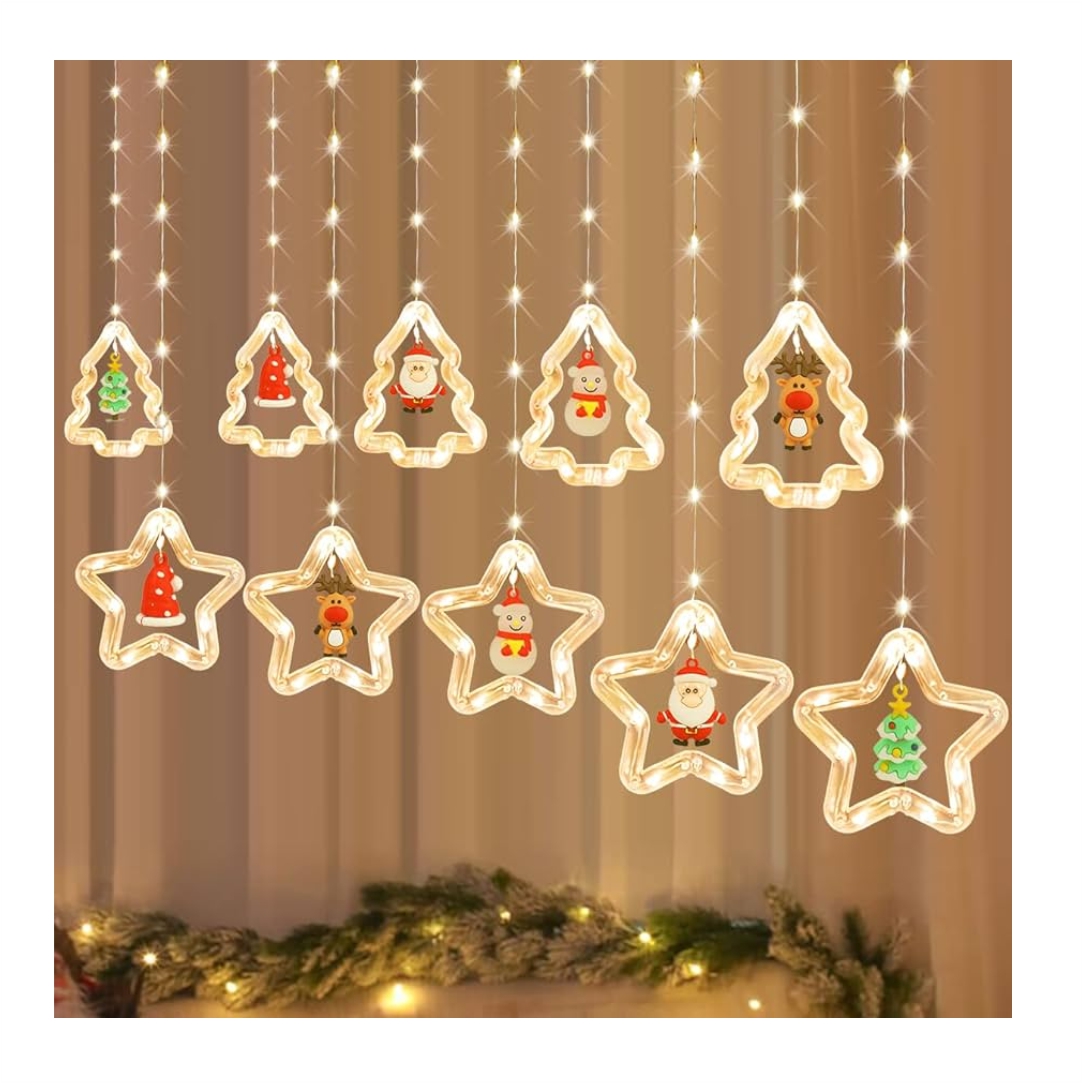Χριστουγεννιάτικα-Δέντρα-και-Αστέρια-με-Λαμπάκια-Led-Κουρτίνα-Curtain-Light-2